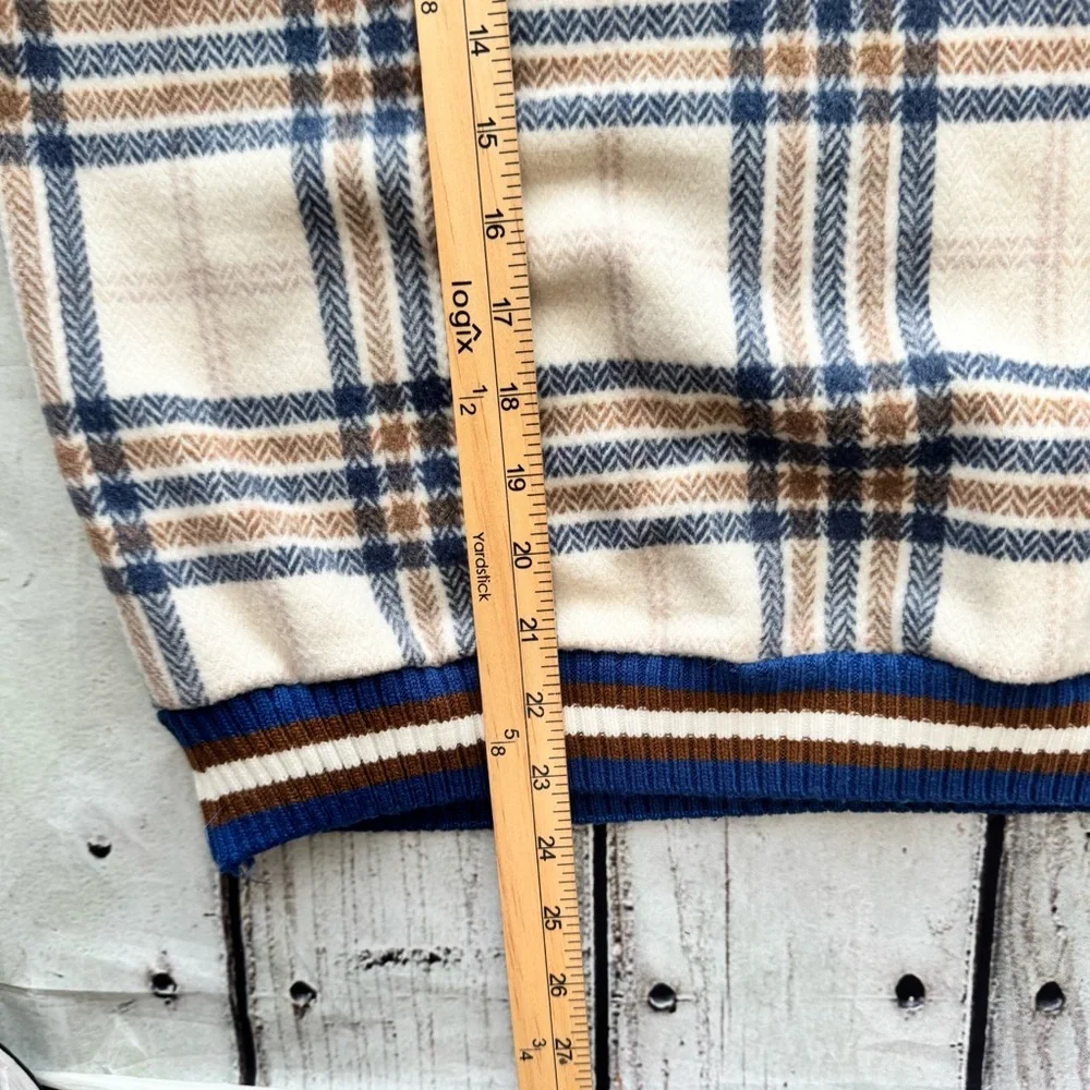 JK Studio Plaid‎ Varsity V-Neck Oversized Sweater